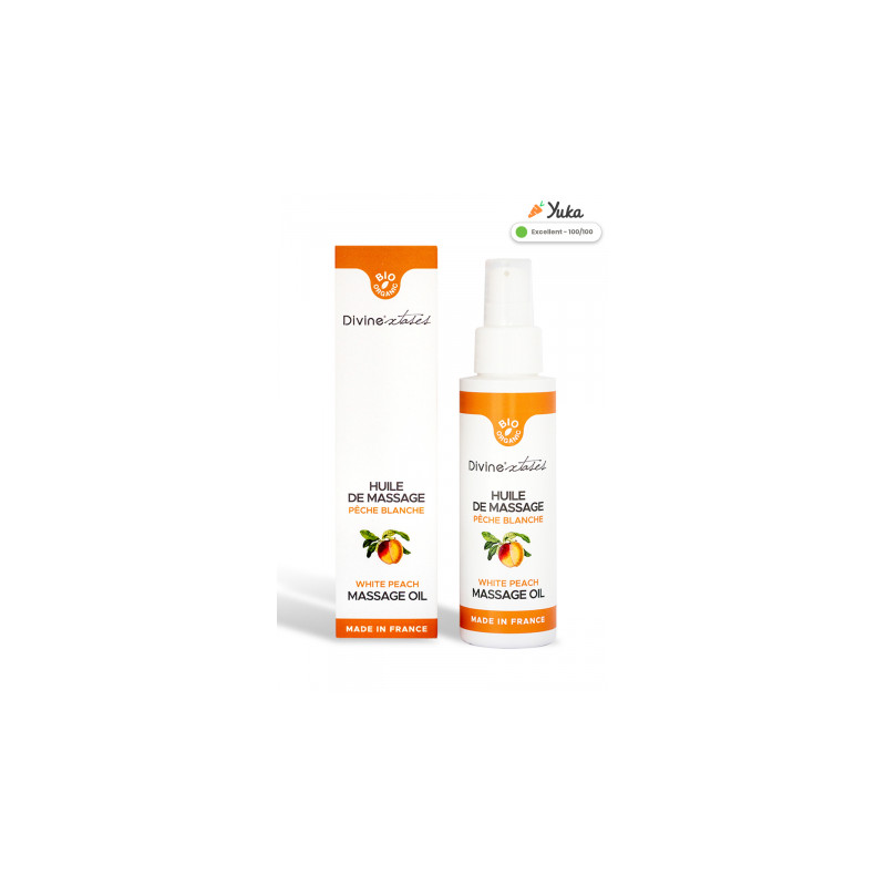 Huile de massage gourmande BIO péche blanche